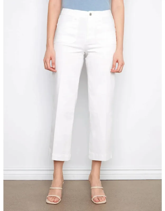 Cropped Wide Leg Stretch Twill Jeans