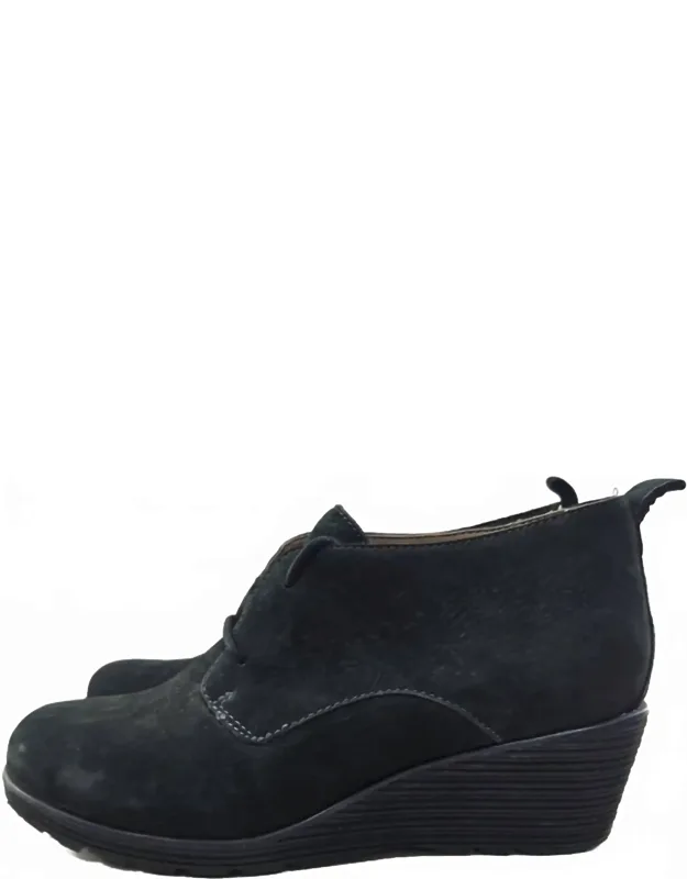Cadee Suede Leather Wedge Lace Up Booties