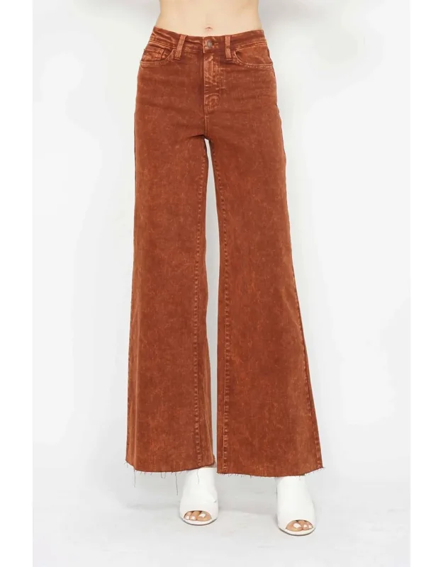 High Waist Garment Dyed Retro Wide Leg Jeans