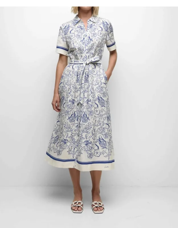 Audria Belted Linen Midi Dress