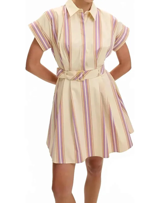Short Sleeve Belted Pocket Mini Dress
