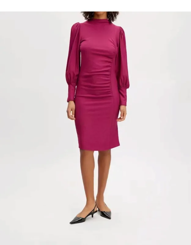 Puff Fitted Midi Dress