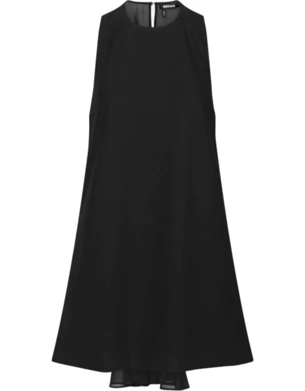 Crepe Flower-detail Draped-back A-line Mini Dress