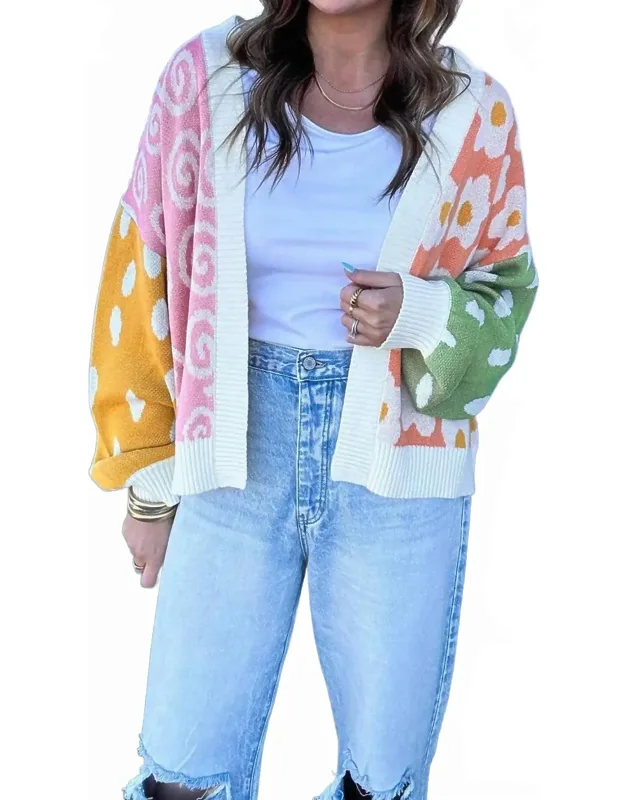 Colorblock Open Front Cardigan