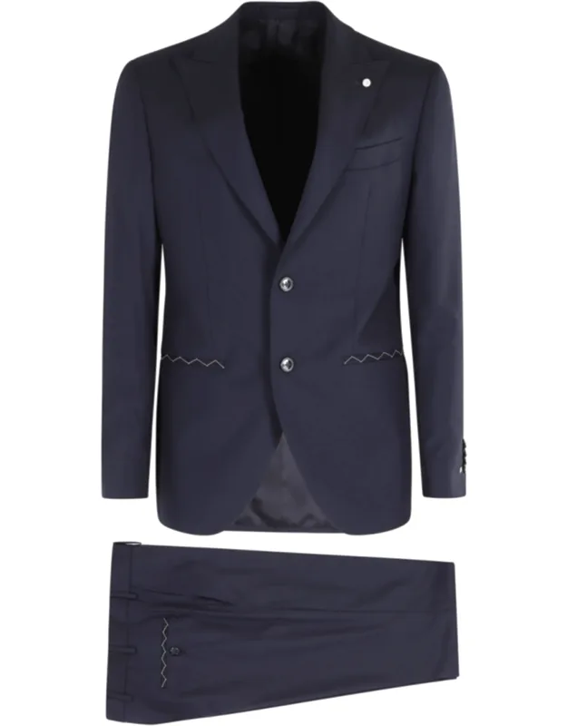 Single-breasted Peak Lapel Slim Fit Wool Suit