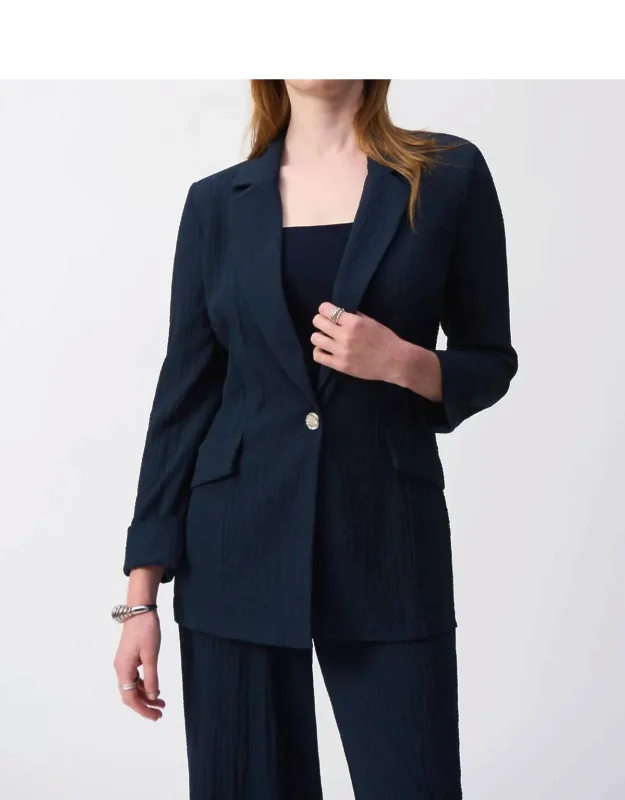 3/4 Sleeve Seersucker Blazer