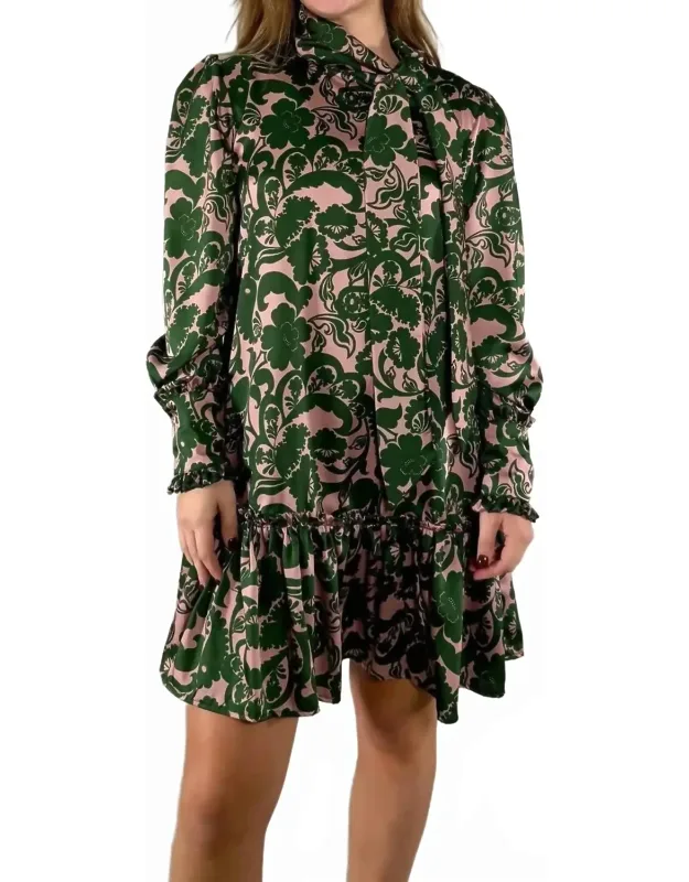 Floral Bow-neck Dress