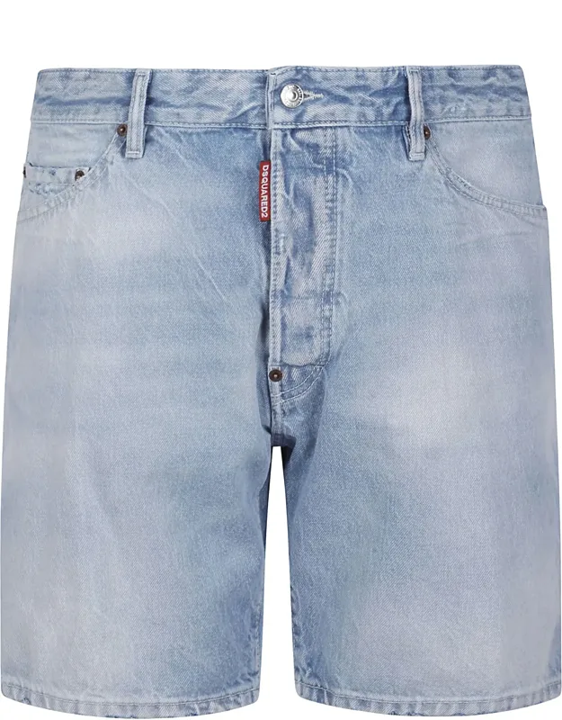 Light-washed Cotton Denim Shorts