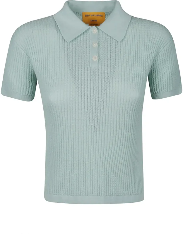 Cropped Ribbed Cashmere Polo Shirt