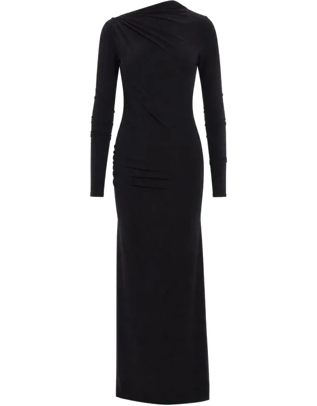 Draped Diagonal Cutout Jersey Maxi Dress