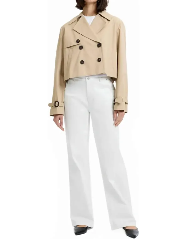 Cropped Twill Trench Coat