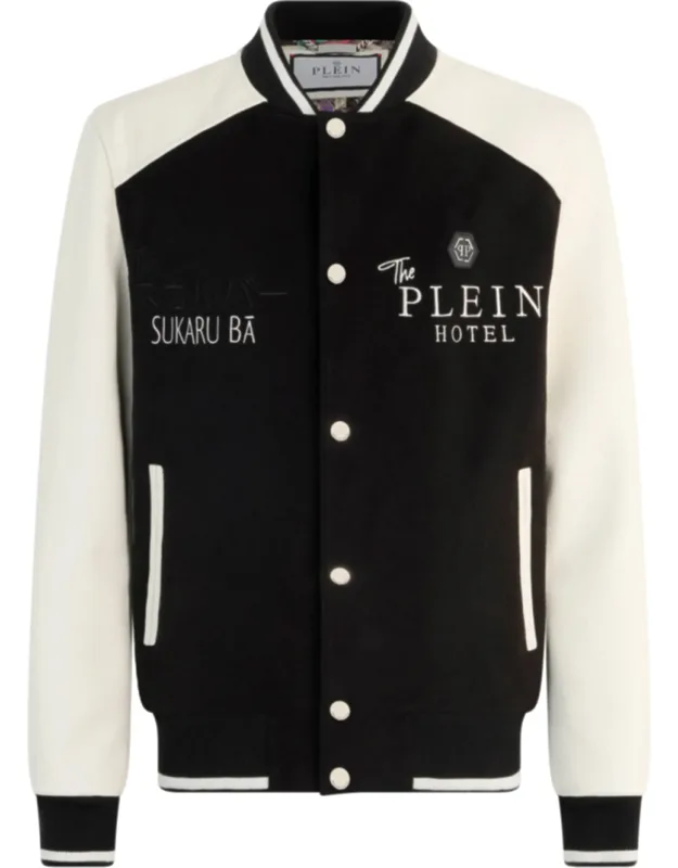 Wool & Leather Varsity Bomber Jacket Dragons