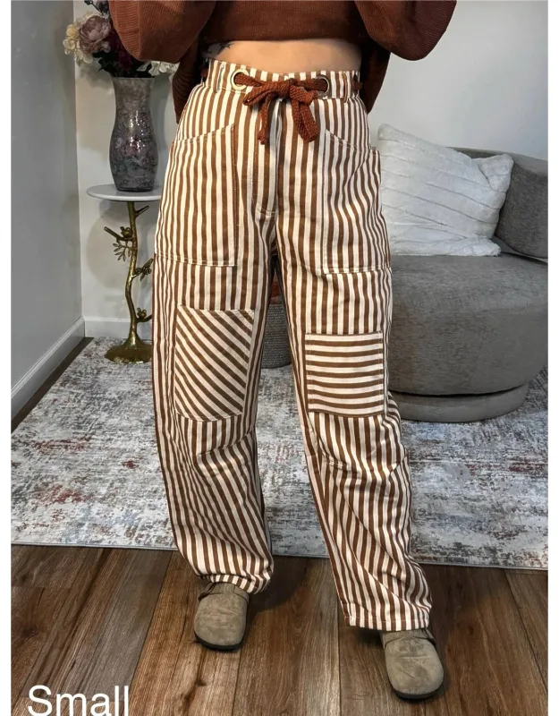 Striped Patch Pocket Utility Pants