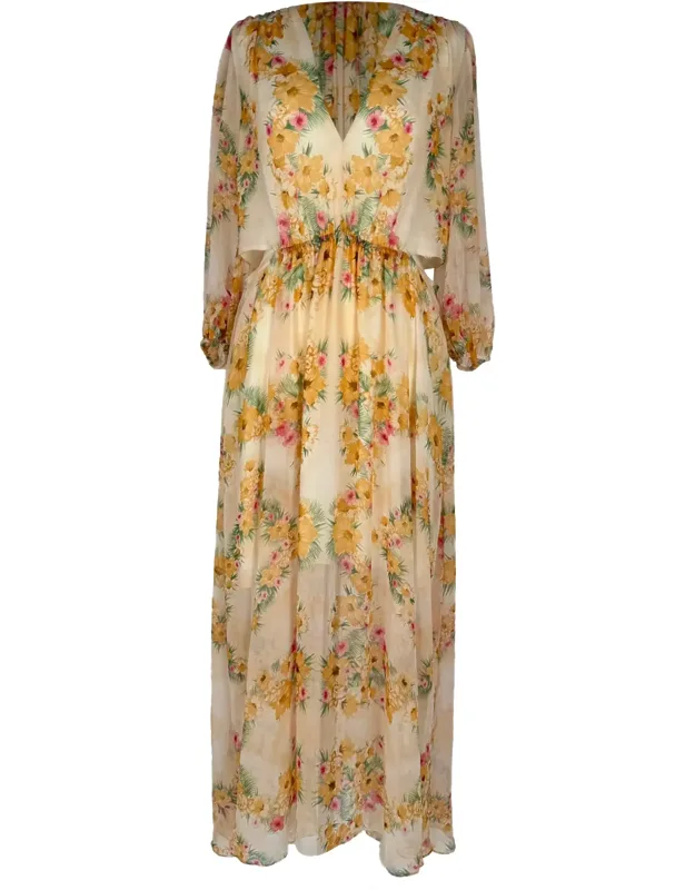 Cutout Floral-print Maxi Dress