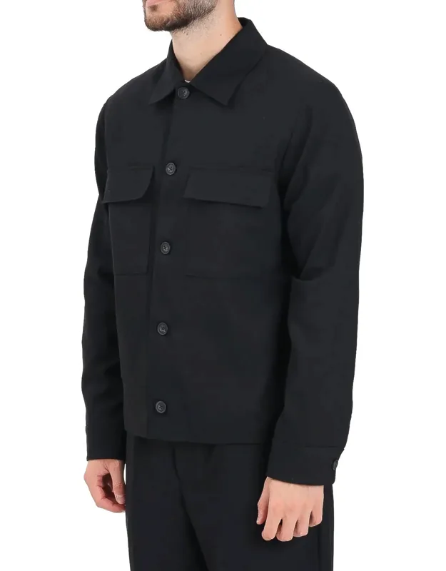 Flap Pocket Wool-blend Casual Shirt