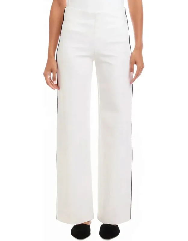 Contrast Piped Wide-leg Pants