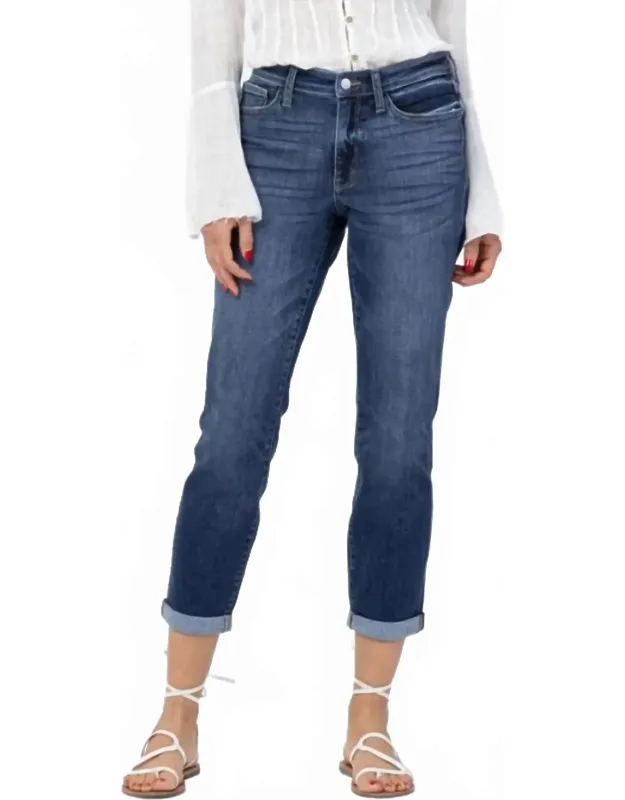 Sophia Midrise Cuffed Boyfriend Jeans
