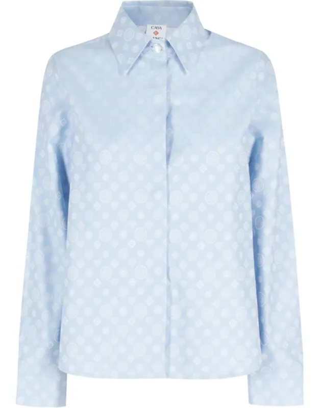 Monogram All-over Jewel-button Cotton Shirt