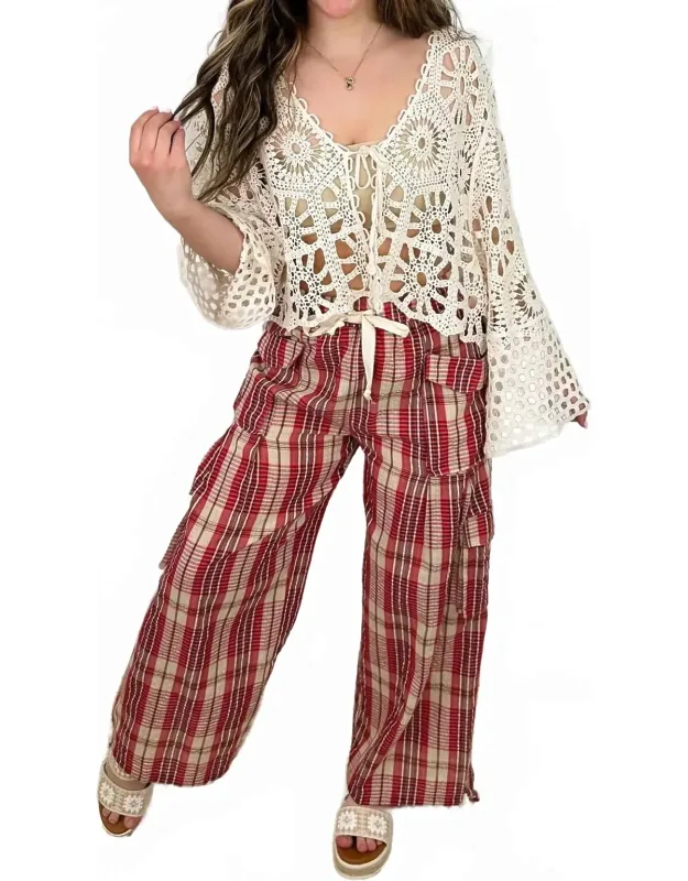 Truth Be Told High-rise Cotton Blend Plaid Cargo Pants