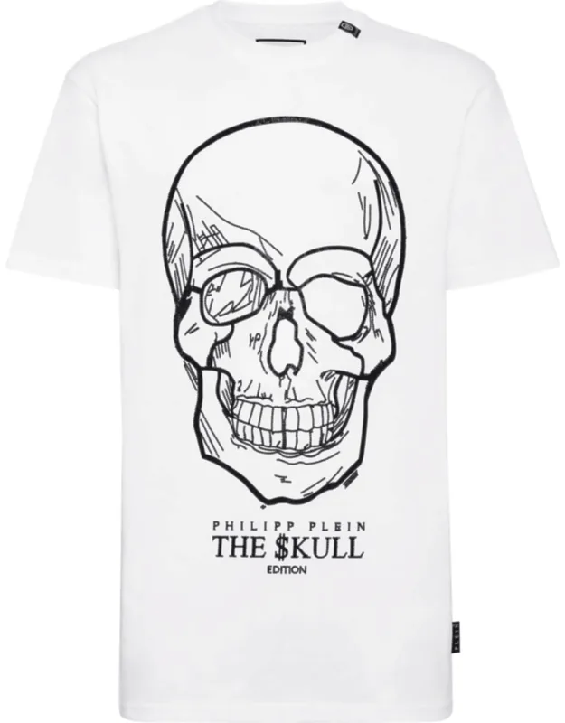 T-shirt With Round Neck And Skull Stones