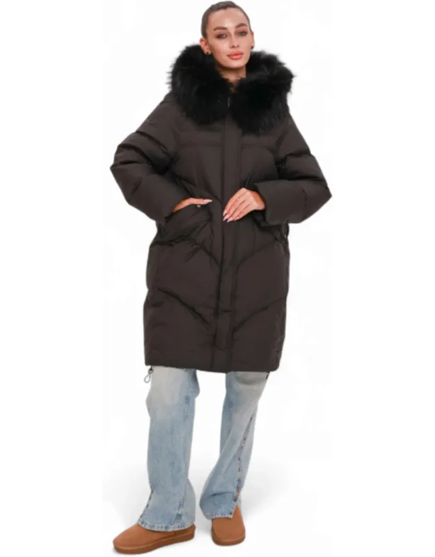 Nellie Genuine Fur Trim Down Fill Coat