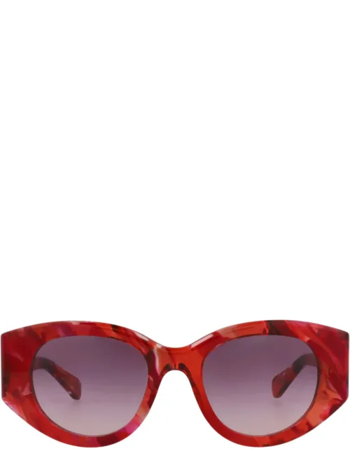 Round-frame Recycled Acetate Sunglasses With Saddle Nose Bridge And Non-polarized Lenses