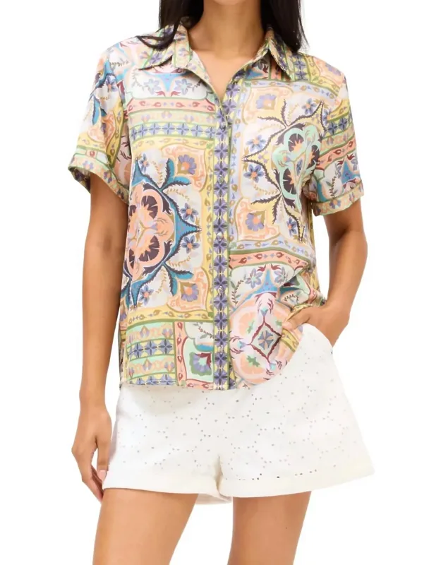 Gemma Button Down Shirt In Scarf Print