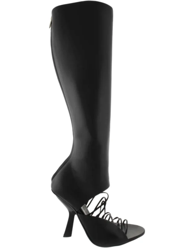 Strappy Leather Knee-high Boots