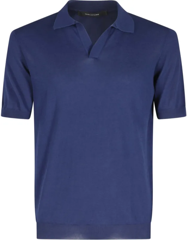 Ribbed Trim Cotton Polo Shirt