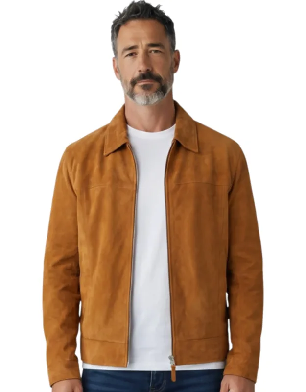 Goat Suede Leather Harrington Biker Jacket