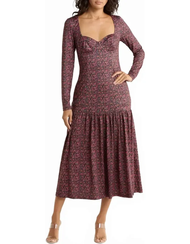 Chase Long Sleeve Midi Tiered Dress