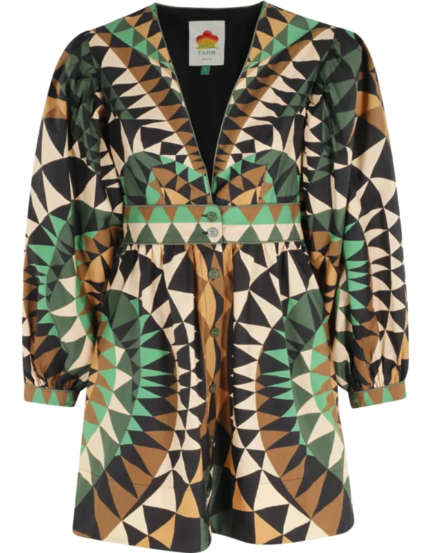 Heart Deco Deep V-neck Viscose Mini Dress