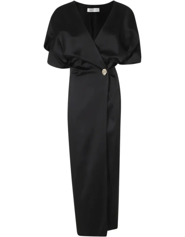 Anastasia V-neck Jeweled Button Acetate-blend Dress