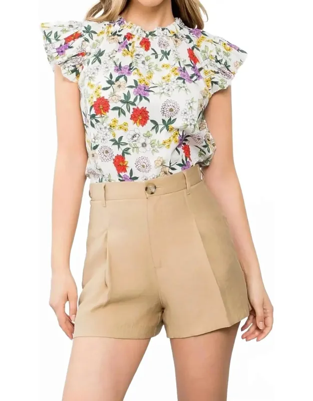 Print Flutter Sleeve Top