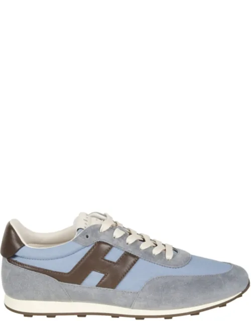 Light Blue Polyamide-blend Suede Sneakers