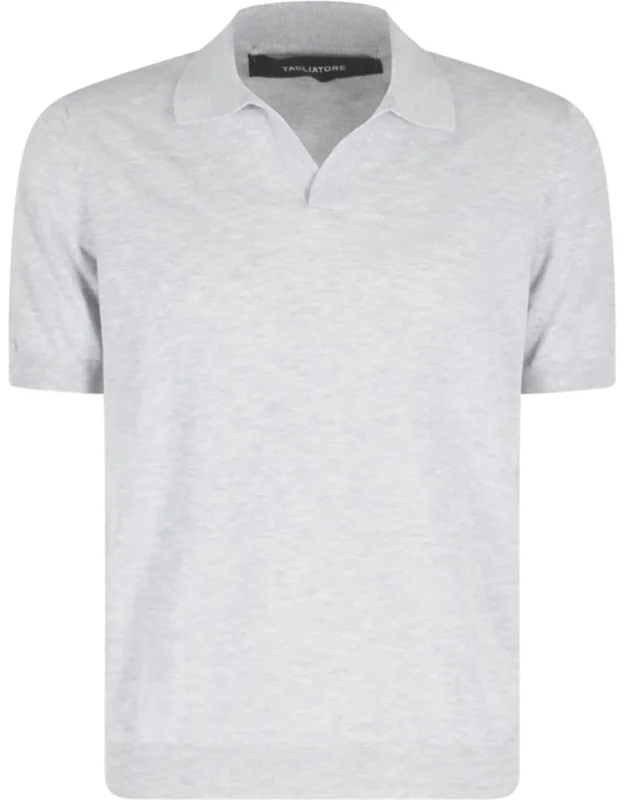 Ribbed Trim Cotton Polo Shirt
