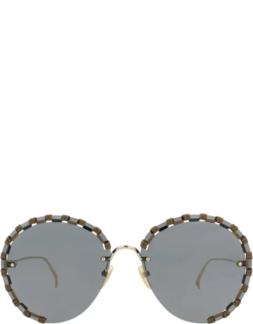 Round-frame Metal Sunglasses With Protective Case And Cleaning Cloth