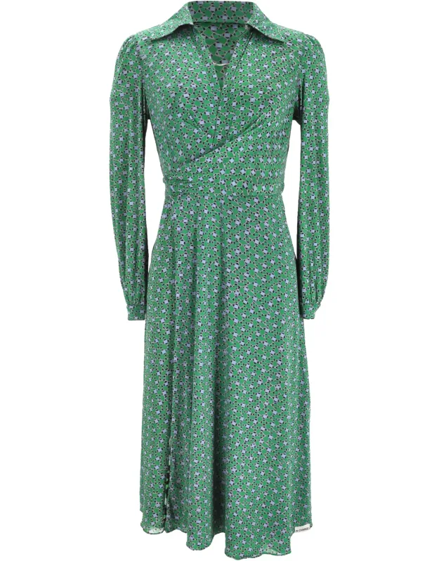 Floral-print Reversible Midi Wrap Dress