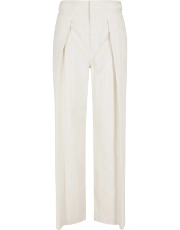 All-over Rhinestones Darts Cotton-blend Wide-leg Pants