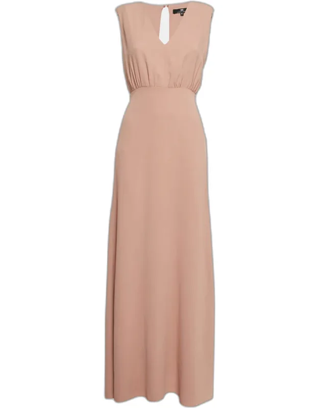 Crepe Sleeveless Maxi Dress