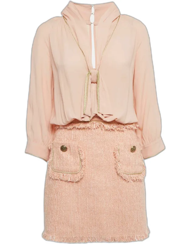Crepe And Tweed Detachable Blouse Mini Dress