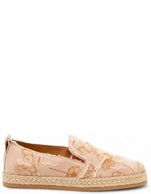 Floral-print Frayed Espadrilles