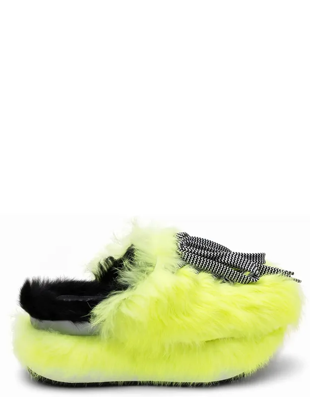 Fur-trimmed Lace-up Slip-on Sneakers