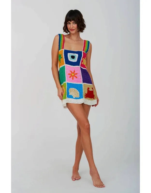 Crochet Patchwork Mini Dress