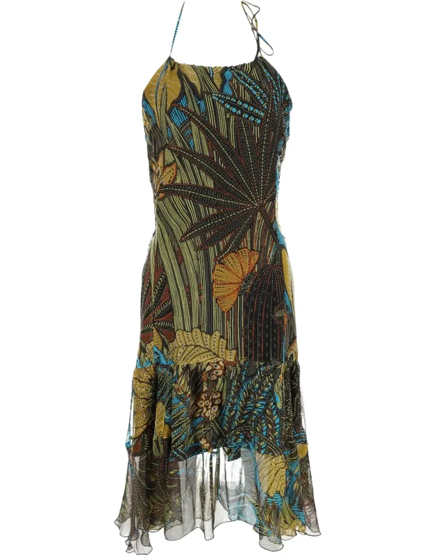 Printed Halter Midi Dress