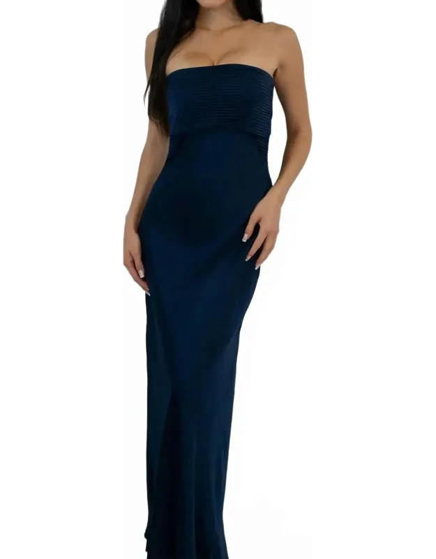 Strapless Satin Maxi Dress