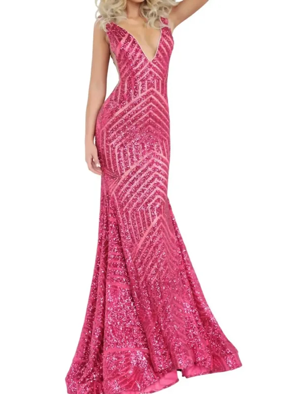Low V Neck Sequin Sheath Dress With Fitted Gown And Shimmering Sequins