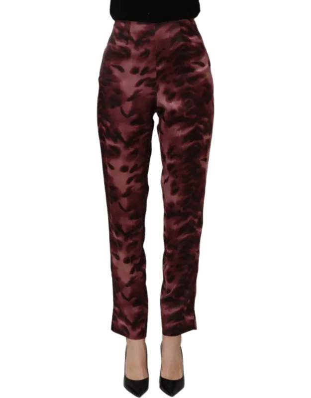 High Waist Patterned Straight Trousers