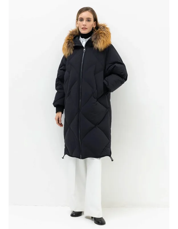 Vivienne Genuine Red Fox Trim Down Insulated Coat