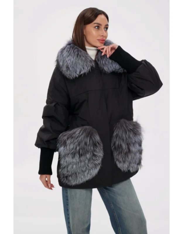 Genuine Silver Fox Down Fill Coat